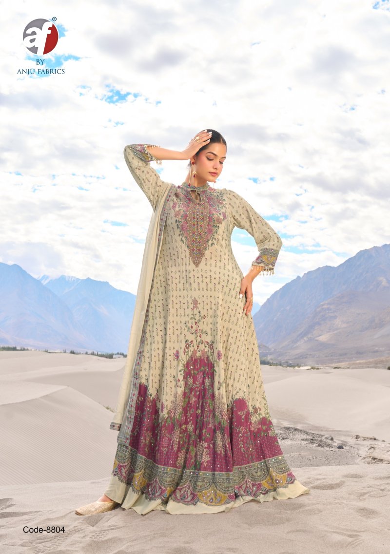 Deedar Vol 3 By Af Natural Crepe Gown With Dupatta